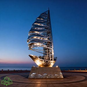 Senzhao - Escultura de Velero de Metal de Diseño Moderno y Artístico para Decoración de Parques al Aire Libre, Diseño Abstracto - Product Image 4