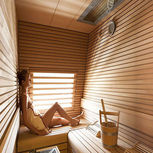 صنع في الصين 2-4 أشخاص خشب هيملوك صلب مربع ساونا بخار جاف في الهواء الطلق مع تسخين 9 كيلو وات للاستخدام في الشقة ساونا في الهواء الطلق - Product Image 5