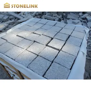 Pedra cubo de fábrica bom preço, china branco granito dividido superfície cinza claro pavimentos