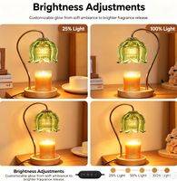Lampe chauffe-bougie en forme de fleur avec minuterie et variateur d'intensité, compatible avec toutes les bougies parfumées en pot - Cadeau de Noël et de la Fête des Mères pour femmes et mamans