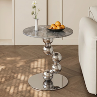 Table d'appoint minimaliste moderne en acier avec plateau en marbre, table de salon, table de chevet BTCT032 pour le salon