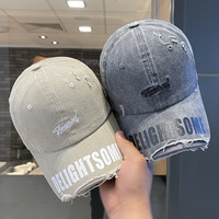 Casquette de baseball vintage non structurée à 6 panneaux en denim de coton délavé, avec logo brodé en relief 2D 3D personnalisé