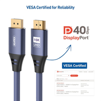 Cable trenzado 16K DP a DP Compatible con FreeSync G-Sync Gaming Monitor PC Soporte 40Gbps UL Listed DisplayPort 2,1 Cable