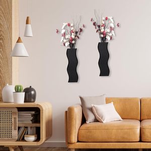 Macetas Colgantes de <span class=keywords><strong>Madera</strong></span> Negra, Paquete de 2 Macetas de Pared para Plantas Artificiales, Decoración Moderna de Estilo Rústico, Decoración de Pared Boho - Product Image 5