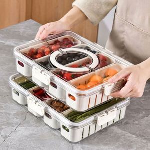 Boîtes de rangement en plastique écologiques à cinq niveaux, bac de service divisé pour réfrigérateur et congélateur, conservation des aliments, cuisine, fruits, poisson - Product Image 6