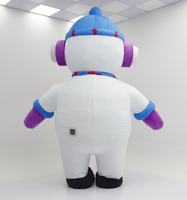 Costume gonflable de mascotte de Noël pour adulte, costume de Père Noël marchant avec écharpe de bonhomme de neige, idéal pour défilés de Noël, fêtes et publicité