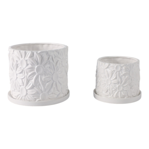 Maceta de Cerámica con Forma de Margarita con Plato, Macetas Decorativas para Plantas de Interior y Exterior - Product Image 4