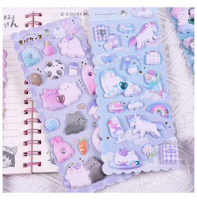 Autocollants 3D gonflés mignons de dessins animés, jouet à secouer, fournitures de papeterie pour scrapbooking, journal intime, pour enfants, école, bureau, cadeaux d'anniversaire - Product Image 1