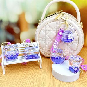 Creative Cartoon Purple Liquid Keychain Bag Charm Car Keyrings Floating Bottle Quicksand Purple Acrylic <b>Keyring</b> Pendants - Product Image 2