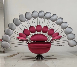 Tapicería de lujo Azul Moderno Diseño único Estilo europeo Forma de pavo real Animal Ocio Sofá <span class=keywords><strong>Silla</strong></span> Sala de estar Comedor - Product Image 2