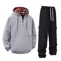 Ensemble deux pièces de deux pièces pour hommes, tenue de sport décontractée de taille européenne, pull cardigan à capuche ample pour l'automne et l'hiver