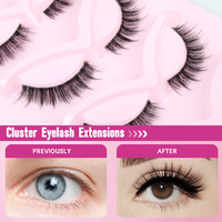 Faux cils volumineux 5D à tige transparente en cheveux synthétiques, lot de cinq paires, invisibles et sans trace