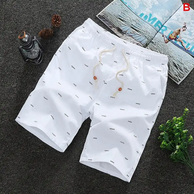 M0012 Men's Loose Cropped Shorts Casual Loose Knit Straight Casual Pants Cotton Short Pants Trousers shorts pants