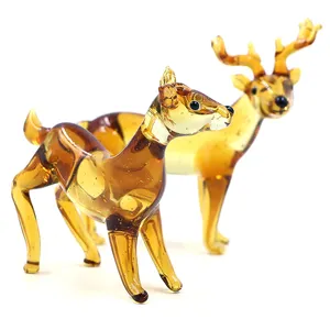 Lámpara de trabajo hecha a mano, figuritas de ciervo de cristal, arte Animal, regalos de cristal, exhibición de mesa