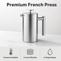 Teko Kopi French Press Tiga Tingkat Filtrasi Penahan Panas Bahan Stainless Steel untuk Sarapan Pagi OEM ODM Custom