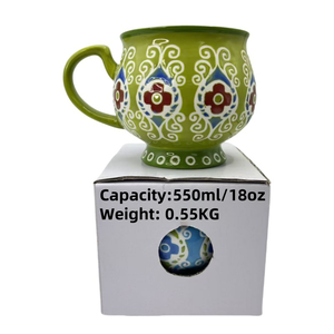 Vente en gros de tasses en céramique de style indien avec pierres précieuses, grande capacité de 550 ml (18 oz), peintes à la main, pour le petit-déjeuner, pour l'eau - Product Image 6