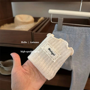 Tongxingyuan Baby Girls Ruffled Collar Coat Leggings Set Light Blue Gray With Label - Product Image 4