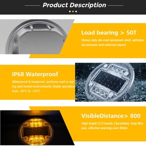 Tachuelas Reflectantes Solares <span class=keywords><strong>de</strong></span> Seguridad Vial <span class=keywords><strong>de</strong></span> Plástico Blanco y Acero, Pantalla LED Prismática <span class=keywords><strong>de</strong></span> Alta Intensidad con Clasificación IP68 - Product Image 4