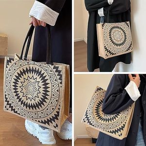 High Quality Personalized Large Capacity Tote <b>Bag</b> Natural Burlap Letter Pattern Environmentally Friendly Jute <b>Bag</b> for Shopping - Product Image 6