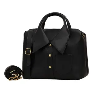 Sac bandoulière noir pour femme Fana Macarena, fermeture à bouton, coque souple en microfibre, cuir synthétique, mode toutes saisons - Product Image 1