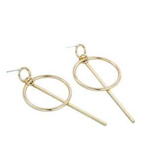Orecchini pendenti semplici in metallo rotondo per donna, gioielli alla moda a cerchio. - Product Image 4
