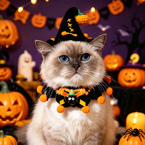 Gorro de punto de algodón hecho a mano para gatos y perros de Halloween, decoraciones de calabaza para el Festival de los Fantasmas - Product Image 3