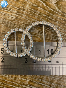 Hebilla de diamante de <span class=keywords><strong>dos</strong></span> círculos con barra, fajas de diamantes de imitación con deslizador de 8 formas, hebilla ajustable para invitación de ropa - Product Image 3