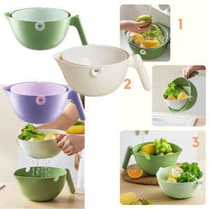 Panier égouttoir pour fruits et légumes avec poignée pivotante à une main, amovible, pour rangement et nettoyage, outil polyvalent - Product Image 3