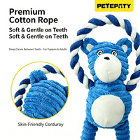 Jouet pour chien Pawstar en corde et peluche (ours, cochon, singe) avec nœud en coton, couineur et à mâcher, vente en gros, OEM, jouets pour animaux personnalisés, commande en gros