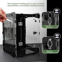 Terrario Moderno para Reptiles Luby con Apertura Frontal, Acrílico Duradero y Ecológico, Color Negro, Tamaño Personalizado para Geckos Crestados/Gargoyle