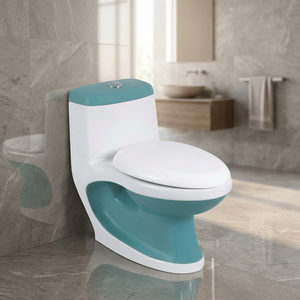 Inodoros de una pieza con diseño antisalpicaduras similar a los de fábrica, inodoro con sifón en P, asiento de baño, inodoro de cerámica de una pieza. - Product Image 1