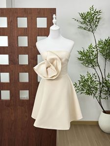 Primavera 2026, <span class=keywords><strong>el</strong></span> Nuevo Vestido Francés sin Tirantes Color Albaricoque, Elegante y Vibrante, con Estampado Floral Tridimensional para Mujer - Product Image 6