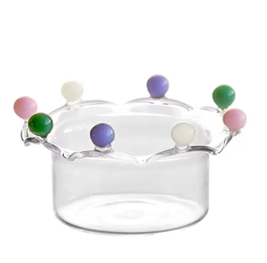 Ciotola di <span class=keywords><strong>vetro</strong></span> a righe a forma di corona minimalista creativa personalizzata per tornare a scuola per la porzione di Dessert di farina d'avena e Yogurt - Product Image 1