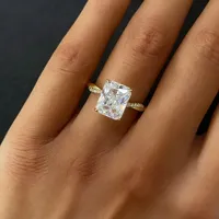Bague en argent sterling 925 de la marque MuShan, avec un diamant moissanite rond, pour femmes, plaquée rhodium, bijoux brevetés MST