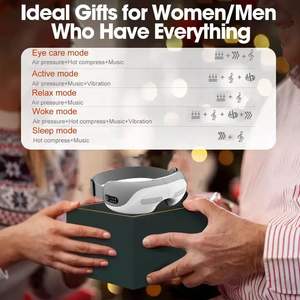 Masajeador de terapia ocular con compresión de aire, vibración, masajeador de ojos recargable inalámbrico de música de diente azul - Product Image 6