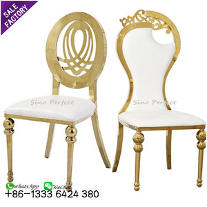 Chaises de réception rondes en acier inoxydable doré à prix avantageux, meubles de banquet de mariage - Product Image 6