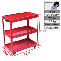 Servante d'Atelier Mécanique à 3 Étages, Chariot à Outils Professionnel sur Roues, Établi de Garage, Rangement d'Accessoires et d'Outils pour Véhicules