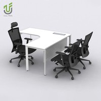 Bureau de direction extensible modulaire moderne IULTRA de 6 pieds, grande table de bureau de direction avec finition en acajou et design sculpté