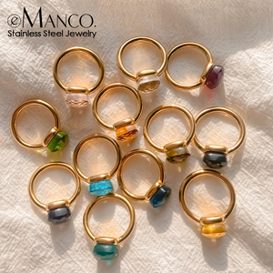 Anillo EMANCO con Cabeza de Hongo, Estilo Japonés Coreano, de Lujo Ligero, Cristal Irregular en Forma de Cubo de Azúcar, Resistente a la Decoloración, para Uso Diario - Product Image 1