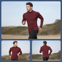 Maglietta Sportiva Casual per Corsa e Palestra, Design OEM, Manica Lunga con Logo Personalizzato, Mezza Zip sul Colletto