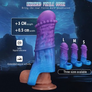 ปลอกซิลิโคนกลวงสำหรับนวดสำหรับอวัยวะเพศชายปลอกล็อคสำหรับผู้ชายออกแบบให้มีฟันหมาป่าหนาและยาวขึ้น - Product Image 5