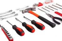 Ensemble d'outils ménagers en fer rouge de 148 pièces, kit d'outils à main pour la maison avec boîte de rangement en plastique