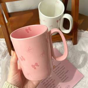<b>Large</b> Capacity Vintage Butterfly Porcelain Ceramic <b>Mug</b> White Pink Food Safe Dishwasher Safe Reusable Business Gifts Customizable - Product Image 5