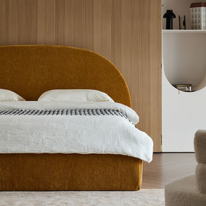 Комплект Золотой мебели, новый дизайн, современная оптовая продажа, тканевый каркас кровати с мягкой обивкой, свернуть в коробке, двуспальная кровать размера "King-Size" - Product Image 5