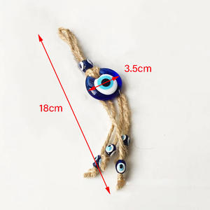 トルコ手織り麻ロープ水滴スタイル青いガラス目ペンダント悪眼チャームアールデコデザイン吊り装飾 - Product Image 5