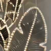 Lustre en cristal à plumes Zeal Lighting, lampe suspendue LED moderne, design en forme de feuille, pour hôtel, villa, restaurant, hall, vente en gros