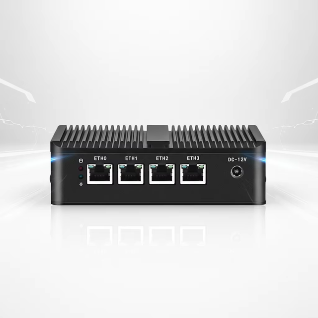 Industrial Fanless Mini PC 4 LAN Intel Router Firewall Hardware Device VGA+HD Dual Display OPNsense Pfsense Network Appliance