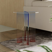 Table d'appoint en acrylique dégradé de couleur Table basse design bureau à domicile bureau rond décoratif