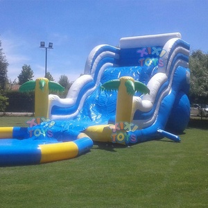 XIXI toboganes acuáticos grandes, juegos de agua de tierra inflable con piscina grande - Product Image 1