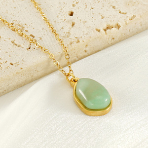 Zogxin Natural Stone Pendant Necklace Stainless Steel Irregular Shape For Women Everyday Wearing Clavicle Chain - Product Image 4